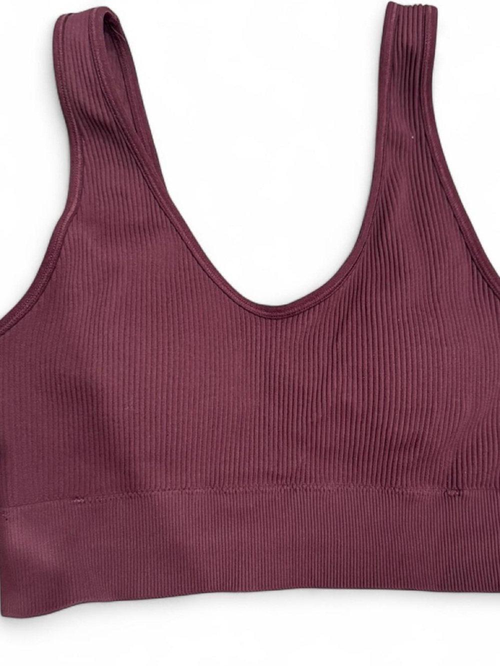 Aerie Ribbed Scoop Neck Bralette in Burgundy
